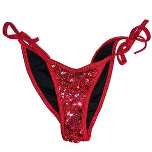 Sweet Revenge Bikinis Red Sequin Competition Bikini Bottom Size Small